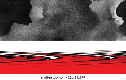 Cool schwarz strukturierter Himmel mit roten Flutblutdekoration. Vektorlandschaft Hintergrund für die Präsentation Titelhintergrund Wallpaper oder Social Media Banner Flyer-Post-Vorlage. Kühnes und maskulines Thema.
