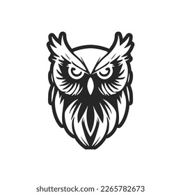 Cool black vector owl vector logo. Isolated.