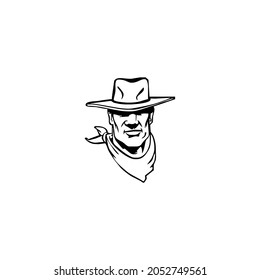 cool black and white coboy illustration