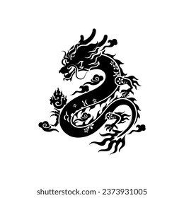 logotipo del dragón blanco y negro fresco