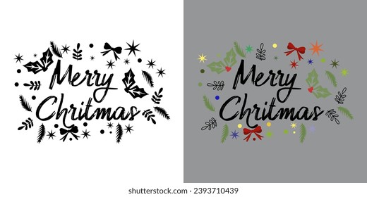 
COOL BLACK AND WHITE MARRY CHRITMAS LOGO VECTOR