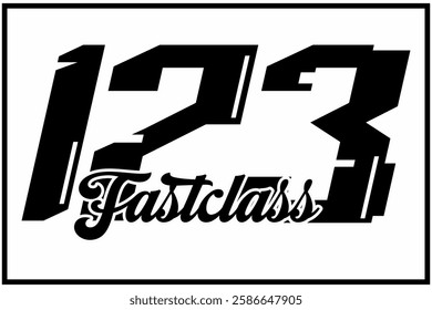 Cool  black and white number 173 vector, FAST CLASS text, racing design.