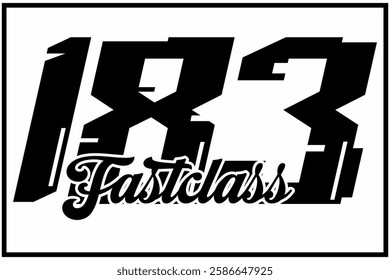 Cool Black and white number 183 vector, FAST CLASS text, racing sticker design icon.