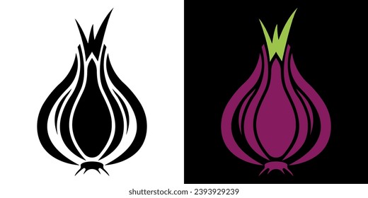 COOL BLACK AND WHITE ONION LOGO VECTOR