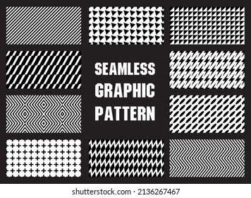 cool black and white urban style seamless graphic pattern vector set