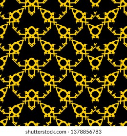 cool black yellow art deco Geometric Fractal Pattern ready for print