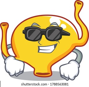 Cool bladder cartoon character wearing expensive black glasses
