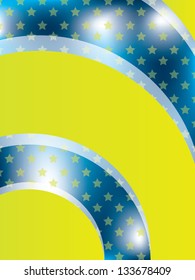 Cool blue background with green waves and stars
