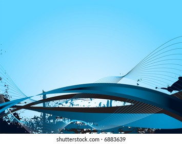 cool blue background with modern abstract marks and lines