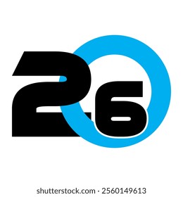 Cool blue and black 2026 number vector, free icon design.