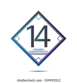 cool blue and black square 14 years anniversary vector design for family, shop, business, and various event