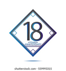 cool blue and black square 18 years anniversary vector design for family, shop, business, and various event