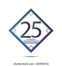 cool blue and black square 25 years anniversary vector design for family, shop, business, and various event