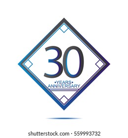 cool blue and black square 30 years anniversary vector design for family, shop, business, and various event