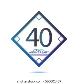 cool blue and black square 40 years anniversary vector design for family, shop, business, and various event