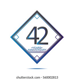 cool blue and black square 42 years anniversary vector design for family, shop, business, and various event