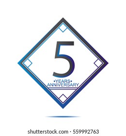 cool blue and black square 5 years anniversary vector design for family, shop, business, and various event