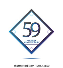cool blue and black square 59 years anniversary vector design for family, shop, business, and various event