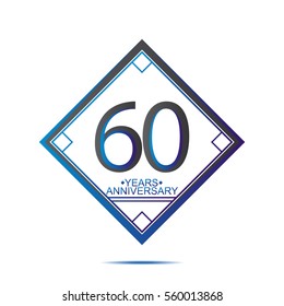 cool blue and black square 60 years anniversary vector design for family, shop, business, and various event