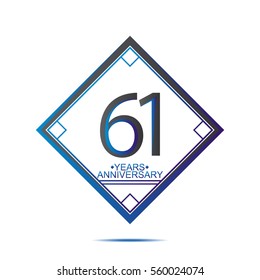 cool blue and black square 61 years anniversary vector design for family, shop, business, and various event