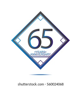 cool blue and black square 65 years anniversary vector design for family, shop, business, and various event