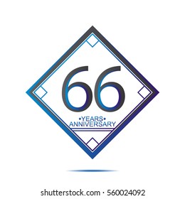 cool blue and black square 66 years anniversary vector design for family, shop, business, and various event