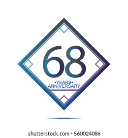cool blue and black square 68 years anniversary vector design for family, shop, business, and various event