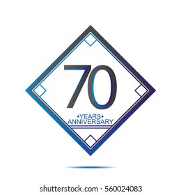 cool blue and black square 70 years anniversary vector design for family, shop, business, and various event