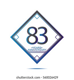 cool blue and black square 83 years anniversary vector design for family, shop, business, and various event