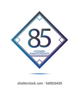 cool blue and black square 85 years anniversary vector design for family, shop, business, and various event