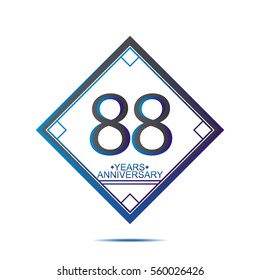 cool blue and black square 88 years anniversary vector design for family, shop, business, and various event