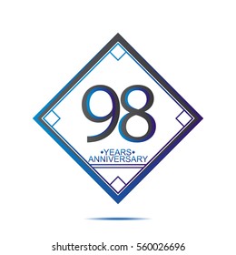 cool blue and black square 98 years anniversary vector design for family, shop, business, and various event
