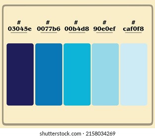 Cool Blue Color Palette With Color Numbers. Vectored Design. Blue-centric Hues Concept.