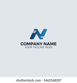 Cool Blue N Letter Logo editable for any business or service