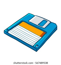 Cool blue old technology floppy disc - vector.