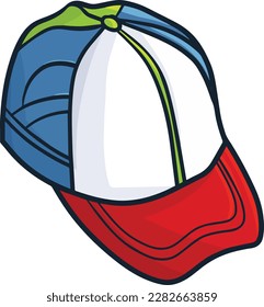Cool blue red baseball cap cartoon illustration