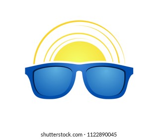 cool blue sunglasses and sun