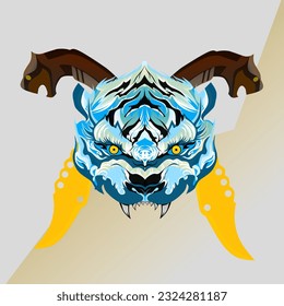 cabeza de tigre azul fresco, para tu diseño de camiseta, logotipo, logotipo de mascota o plantilla