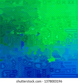 Cool blue and turquoise green colored, geometric shapes background.