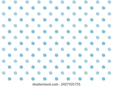 Cool blue two-color crayon touch polka dot seamless pattern background
