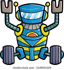 Cool blue yellow modern robot cartoon illustration