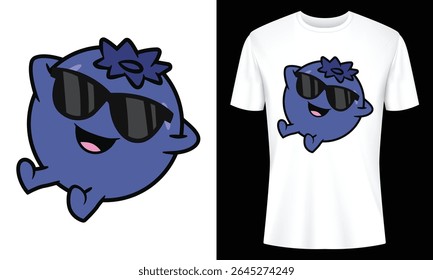 Cool Blueberry Cartoon Character Design for T Shirt Apparel