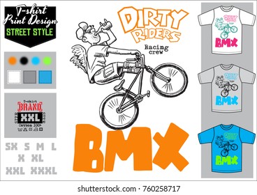 Cool BMX cyclist illustration for t-shirt and other uses