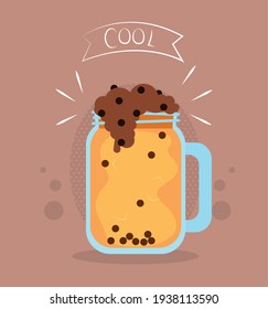 cool boba tea drink icon
