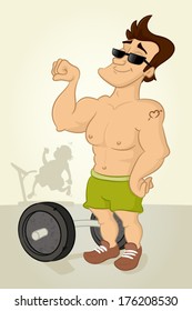 Cool Bodybuilder flexing his muscles