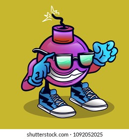 cool bomb retro character