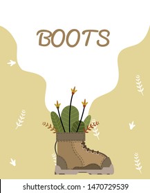 cool boot garden vector Illustration