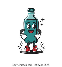 Cool Bottle Mascot Character Vector