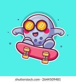 cool bowling ball character mascot playing skateboard isolated cartoon