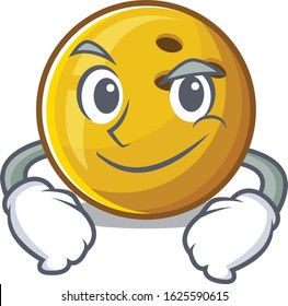 Cool bowling ball mascot character with Smirking face